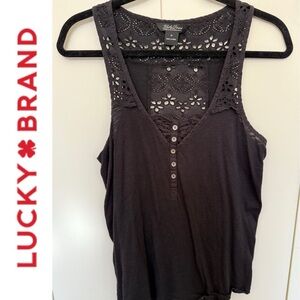Lucky Brand Charcoal Eyelet Tank Top